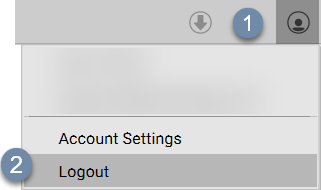 The drop-down menu in nTop when you click on the user account icon.