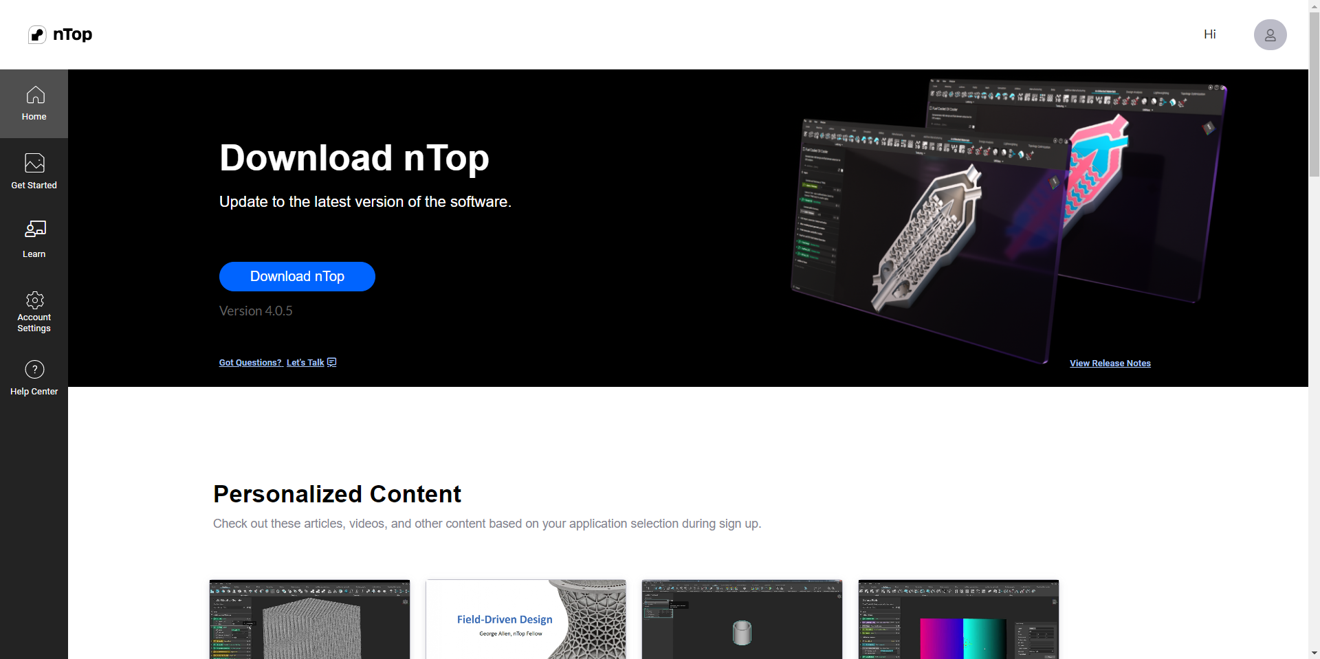 The home screen of app.ntop.com.