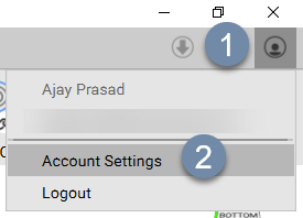You can access the Account Settings page inside nTop using the account details icon in the top right corner of the program.