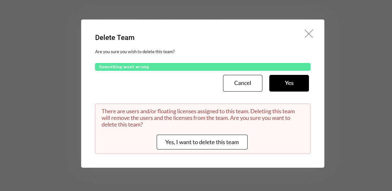 You can select the trash can icon next to a team to delete it. Clicking the icon will open a secondary window that will ask you to confirm deletion of the team.