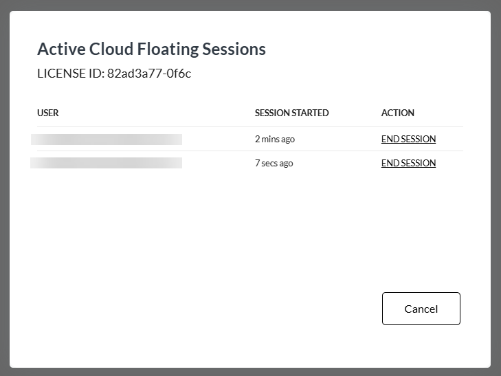This secondary window will appear that shows who is currently using the license. Select End Session to close their active session of nTop.