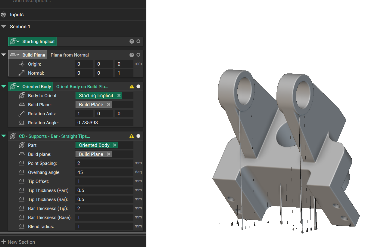 Visualized support bars without precise render.
