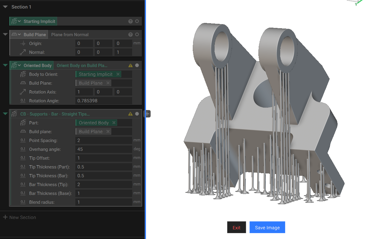Visualized support bars with precise render.