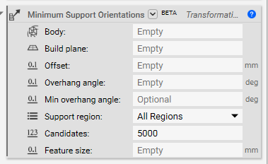 The Minimum Support Orientations block.