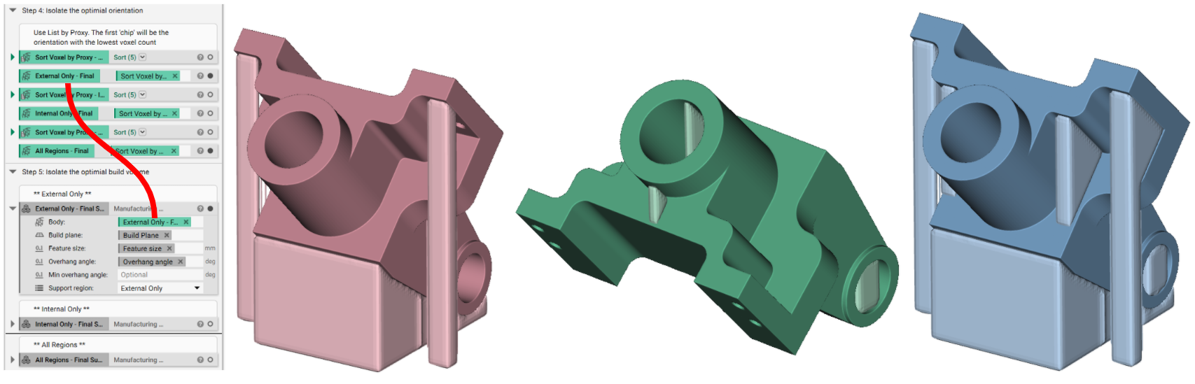 The Manufacturing Support Volume block with the extracted orientation placed in the body input. 