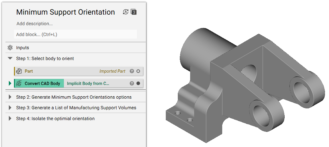 An imported CAD Part that has been converted to an implicit body.