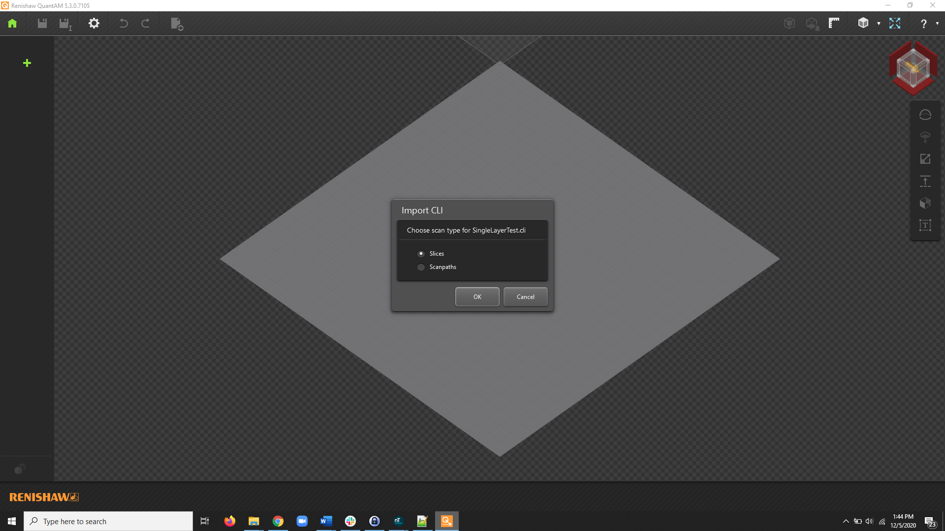 When importing the CLI file, select slices.