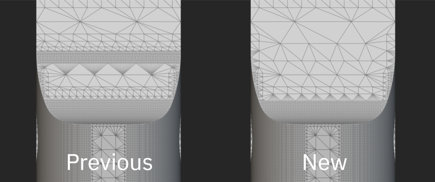 A comparison of using the Mesh from Implicit by DC block. The mesh on the left is in nTop 4.0 and the mesh on the right is in nTop 5.0.