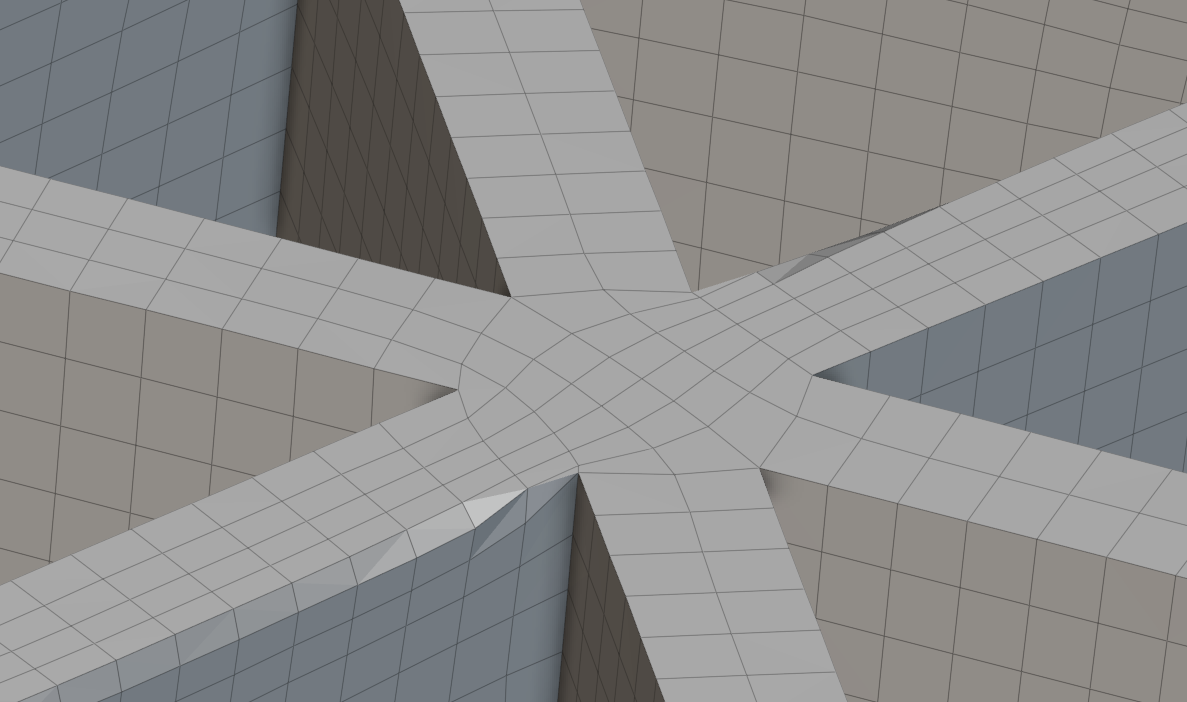 An example of Quadrangulate Mesh on a set of ribs in nTop 5.5.