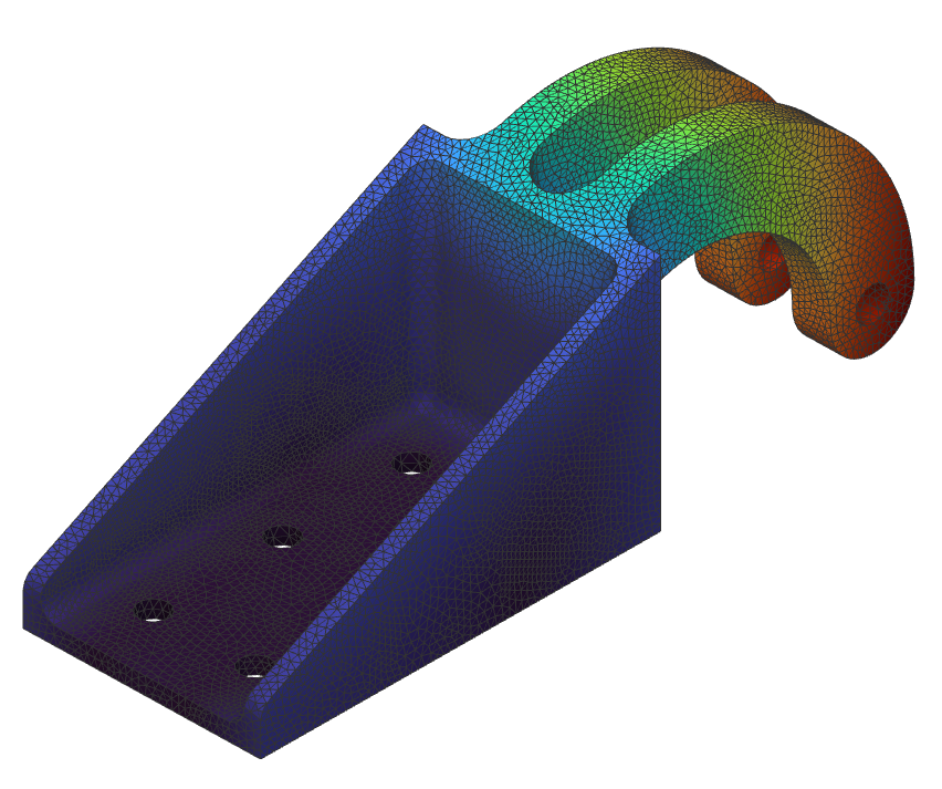 Displacement Results of a Static Analysis run using nTop 3.44.