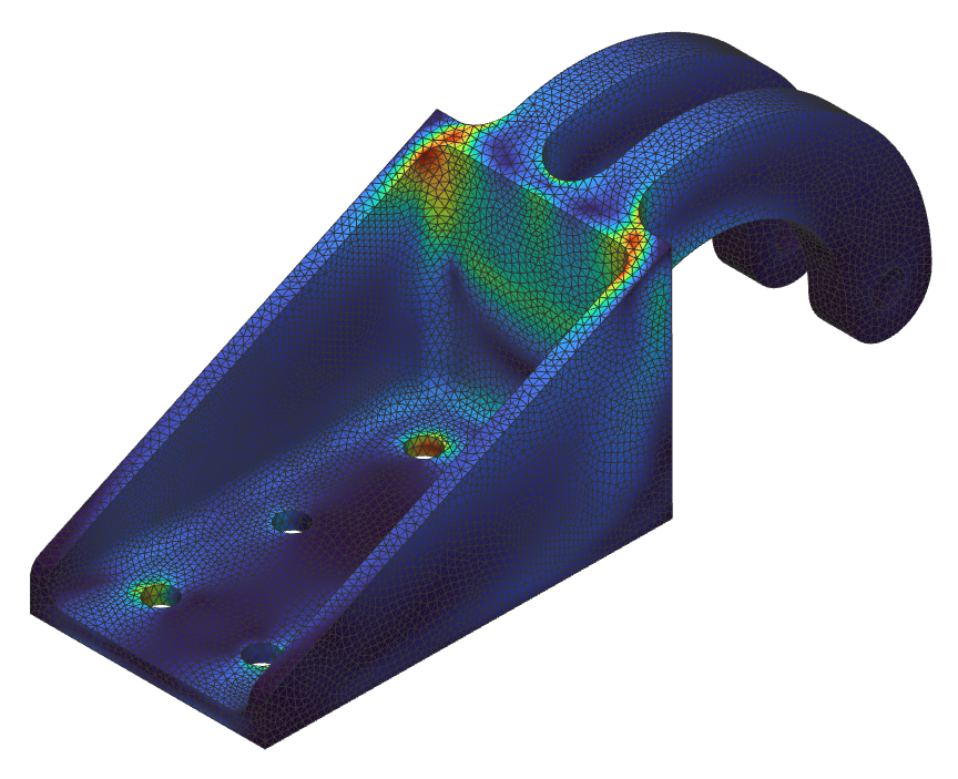Stress Results of a Static Analysis run using nTop 3.42.