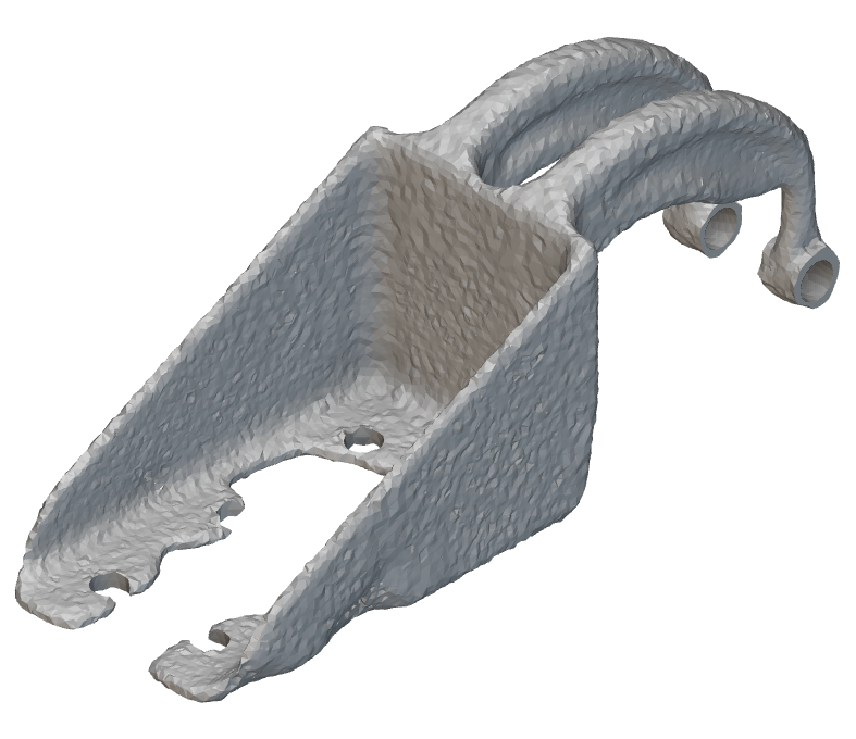 Topology Optimization results of a bracket, run using nTop 3.44.