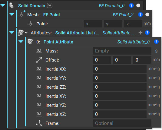 The Solid Domain block with an FE Point and Point Attribute 