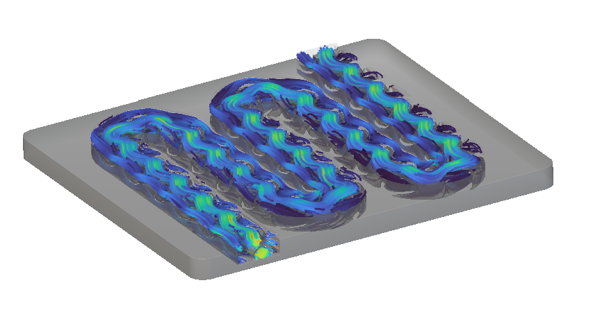 Example of fluid flow through a cold plate