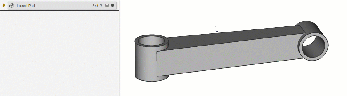 A gif example showing how to create CAD face variables from an imported CAD part.