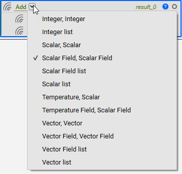 The dropdown menu of the available Add block overloads. 