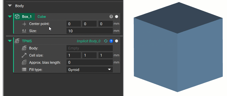 A gif showing how to toggle the visibility of a block.