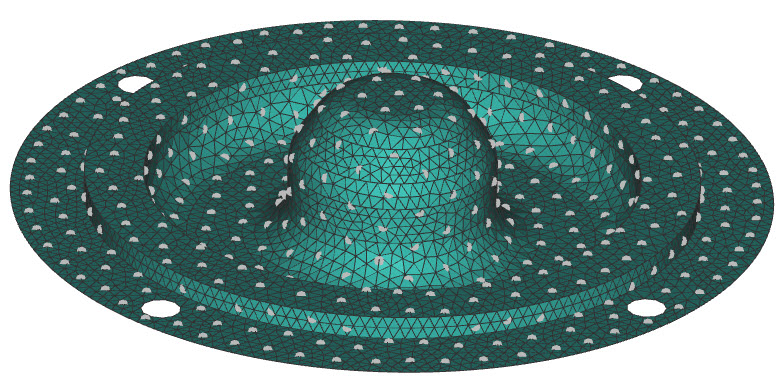 A mesh with the Random Points on Mesh block applied.