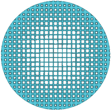 The Cylinder Volume Lattice with ramped beam thickness applied. The beams in the center have a smaller thickness than the beams towards the side walls of the cylinder.