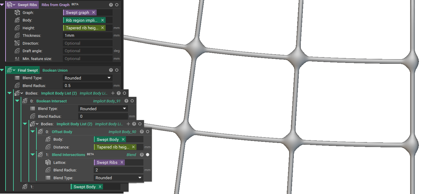 The starting lattice with a blend intersections block applied.