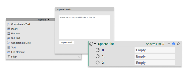 Some of the list blocks offered in nTop that can be used to automate workflows.