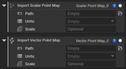 The Import Scalar Point Map block on top, and the Import Vector Point Map block on the bottom.