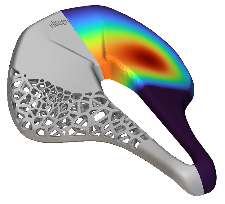 A bike seat model that has lattice applied based on field from point map.