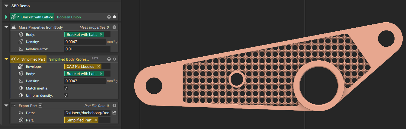 An example of exporting a Simplified Body Representation from nTop.