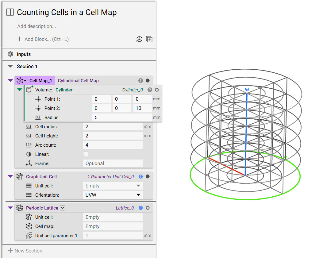 A cylindrical cell map generated from a base cylinder