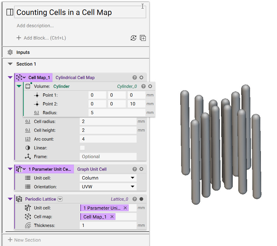 A periodic lattice generated using a graph unit cell and the cylindrical cell map