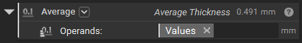The Average block is used to calculate the average thickness of the Evaluate Field values.
