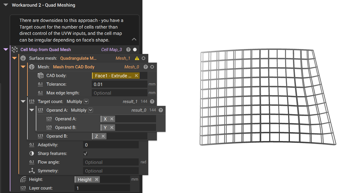 Creating a cell map using a quad mesh.