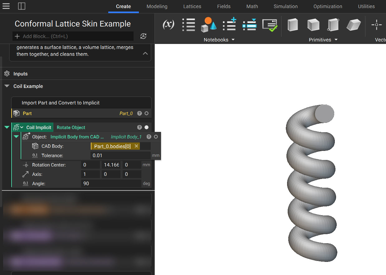 The imported CAD part that has been converted to an implicit body