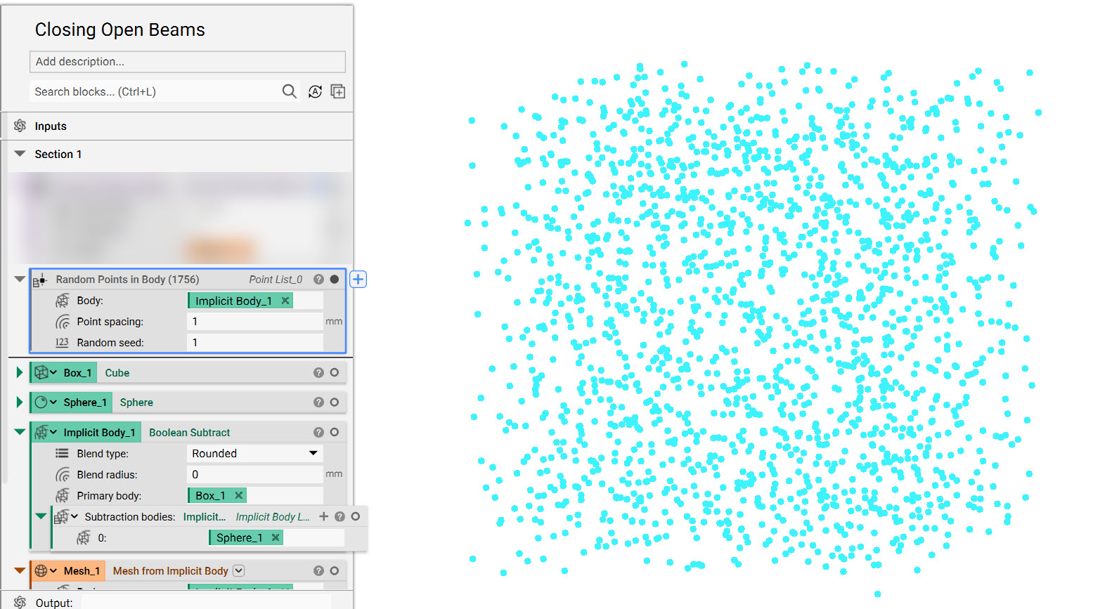 Random points are generated inside the volume of the body.
