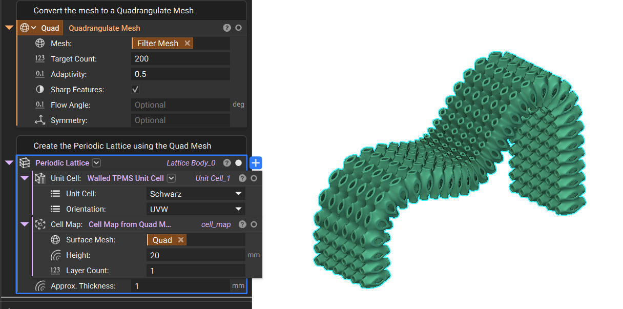 A conformal lattice is generated using the meshed face.