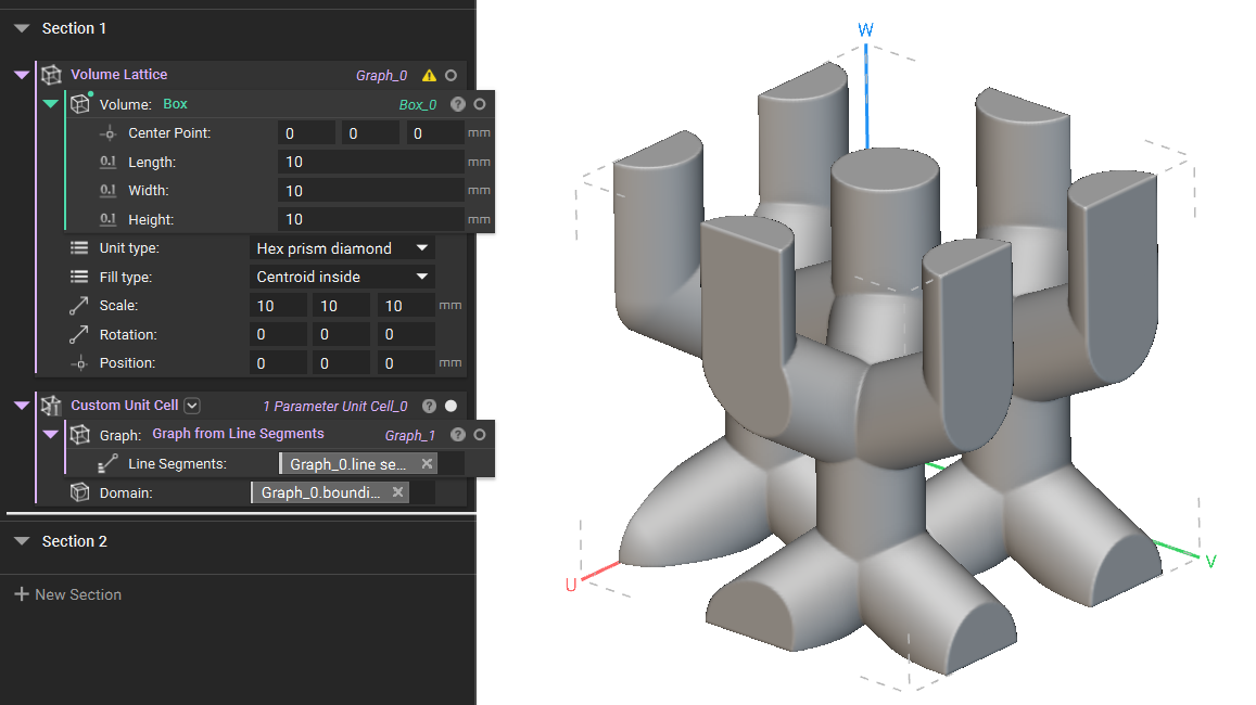 Using the Graph from Line Segments block as the graph input to generate a Custom Unit Cell
