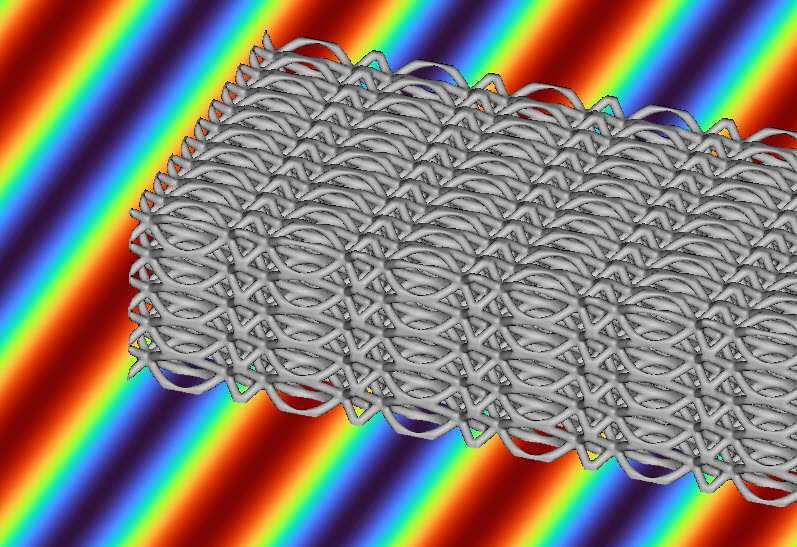 The sin wave remapped lattice overlayed over the sin wave field