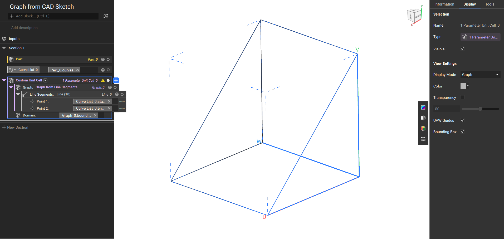 A custom unit cell generated from the Graph from Line Segments block