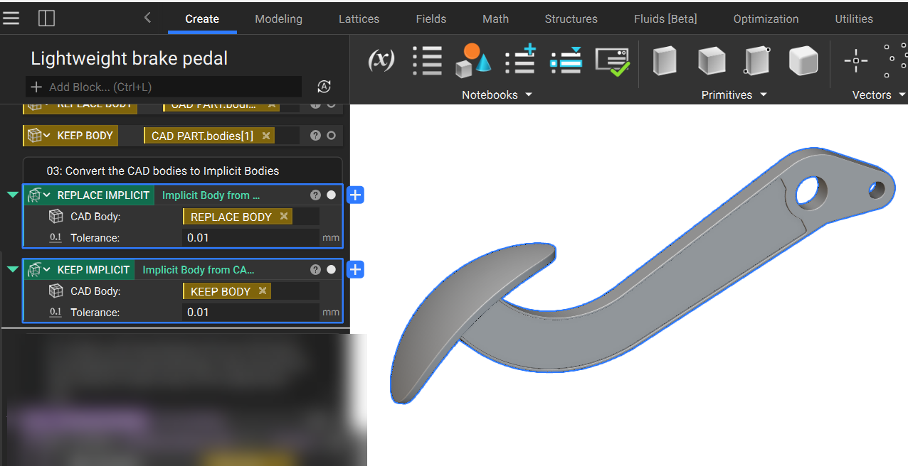Convert the CAD Bodies to implicit bodies.
