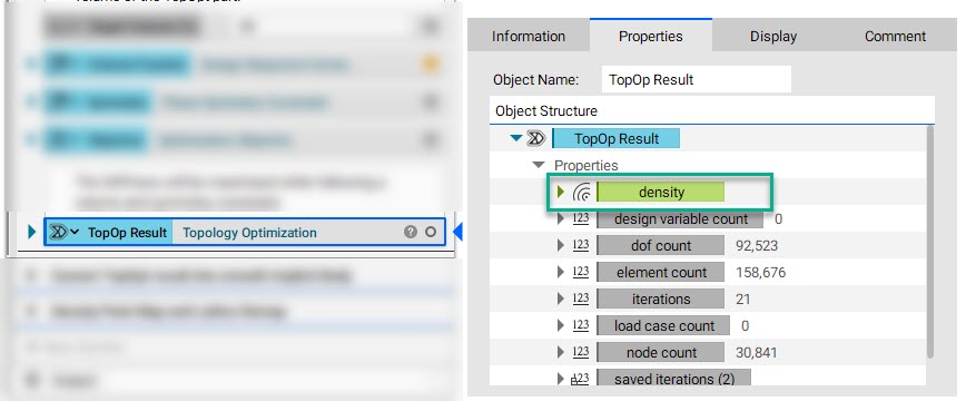 Another method for obtaining the density field is to extract it from the Topology Optimization properties panel.