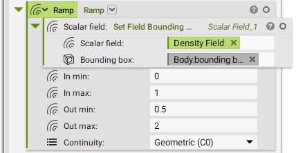 A Ramp block being used to Ramp the density field values.