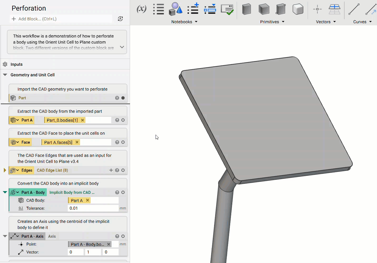 A gif showing the extracted CAD geometry that will be used as inputs for the custom blocks.