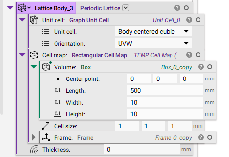 A periodic lattice created using a graph unit cell and a rectangular cell map