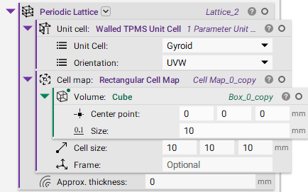 A Periodic Lattice created from a Walled TPMS Unit Cell and a Rectangular Cell Map.