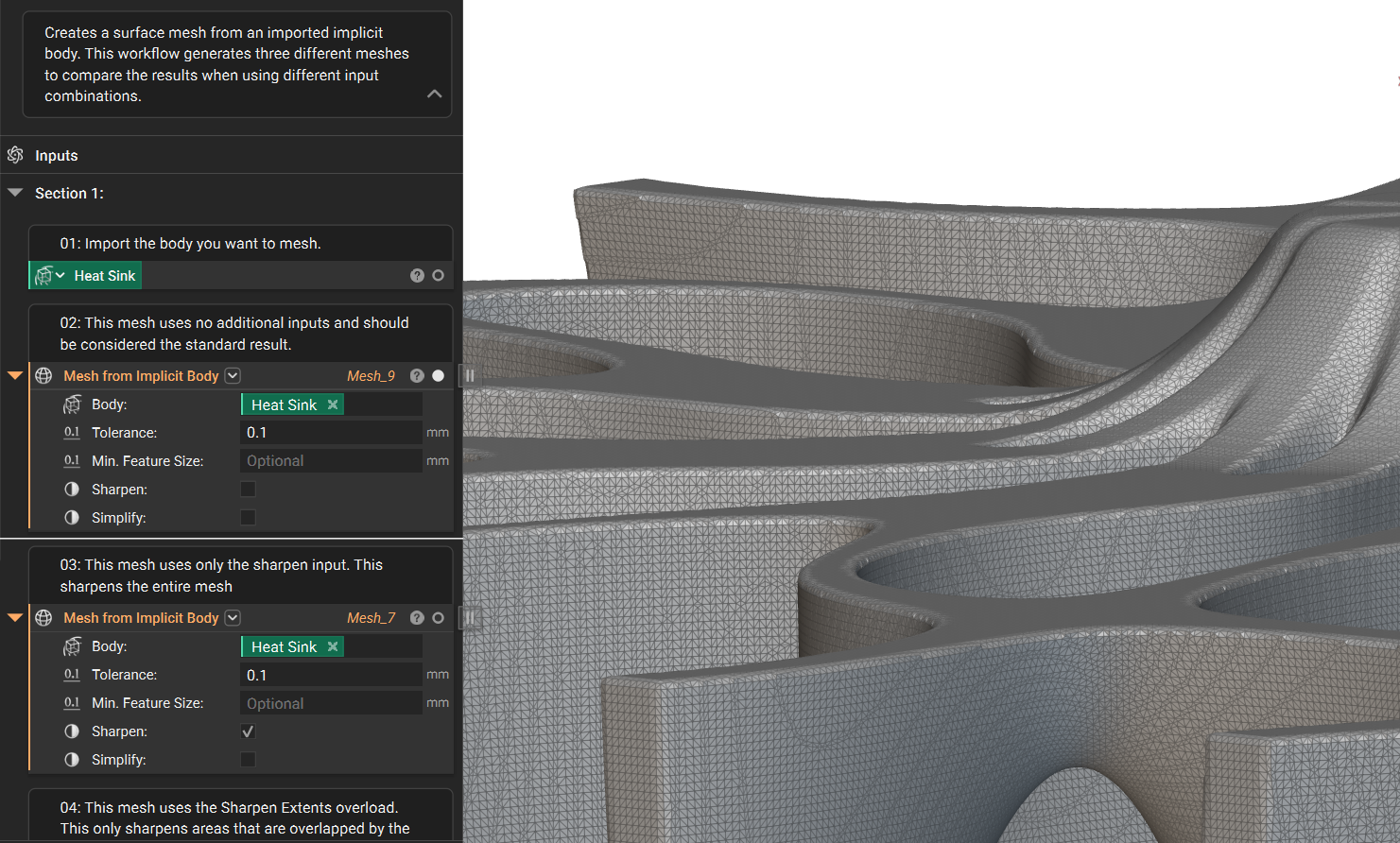 A mesh generated from the Mesh from Implicit Body block.
