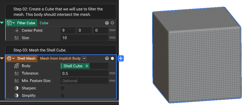 Mesh the shelled cube.