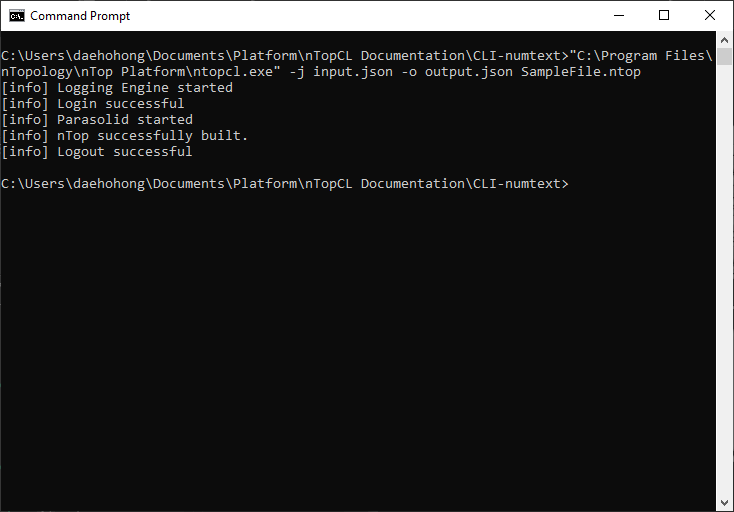 Running nTop Automate with the file created above.