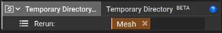 The Temporary Directory block with the mesh variable inserted. Creates a directory in the temp folder where the work mesh can be exported, worked with, and reimported.