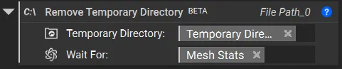 Removes the temporary directory after the mesh stats have been successfully imported.