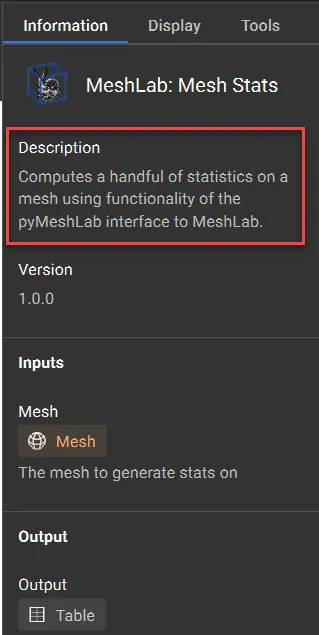 The block description when the connector is imported into nTop, visible in the right side panel under the information tab.